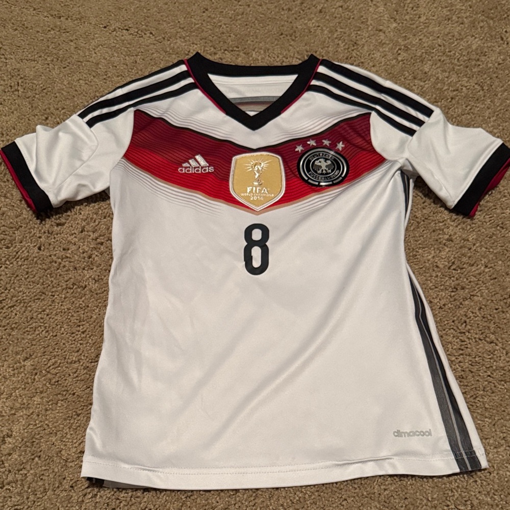 Ozil #8 Germany national team Kids' White and Black Soccer Jersey